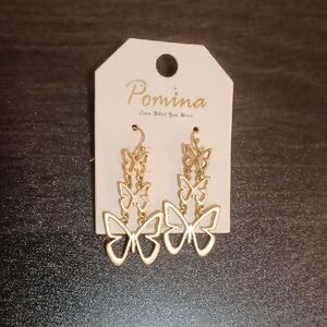 Stylish Worn Gold Butterfly Earrings